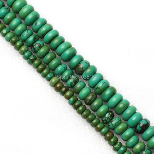 High Quality 3x4,5x8,5x10mm Coin Rondelle Shape Green Turquoises Gem Loose Beads Strand 15" DIY Creative Jewellery Making wj216