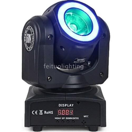 10pcs/lot DJ Stage Lighting 60w Mini Moving Head Beam Light RGBW 4in1 XY-axis Rotating Strobe Mobile Lyre Led Moving Head Light