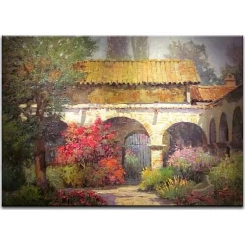100% hand painted oil painting Home decoration high quality landscape knife painting pictures DM16072124