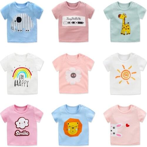 2021 Summer Baby Boys Girls Short Sleeve T-shirts Cartoon Print Childrens Tshirt Toddler Kids Clothes Cotton Tees Tops T Shirt
