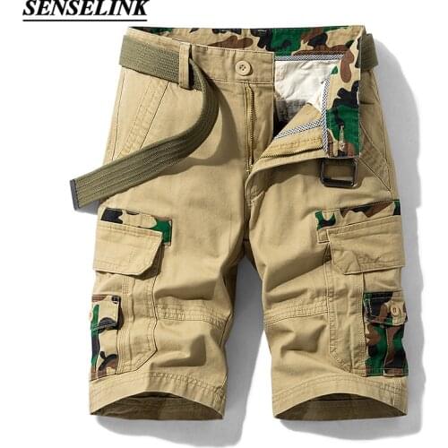 2021 Summer Printing Cargo Shorts Men Khaki Tactical Military Jogger Cargo Men Shorts Casual Loose Cotton Big Size Men Shorts