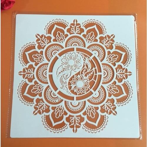 30 * 30cm size diy craf Mandala Tai Chi mold for painting stencils stamped photo album embossed paper card on wood, fabric,wall
