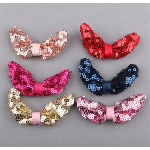 30PCS Infant Baby Hair Jewelry Accessories Handmade Glitter Sequin Rabbit Ears Shape Button Patch Sticker Craft for Clips DIY