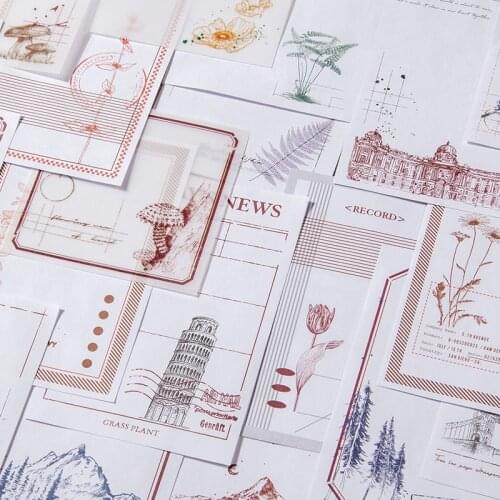 30Pcs Mushroom Butterfly Mountain Collage Material Paper Junk Journal Planner Scrapbooking Vintage Decorative DIY Craft Paper