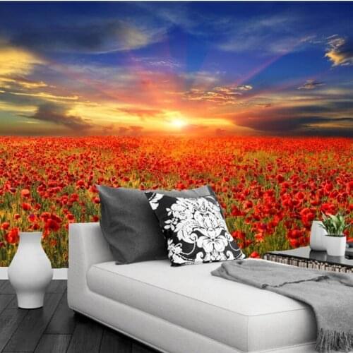 Custom 3D murals,Scenery Fields Sunrises and sunsets Flowers Nature papel de parede,living room TV wall bedroom wallpaper