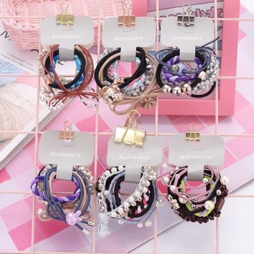 5pcs / Lot Hot Multi-style Fashion Simple Set Women Girls Child Elastic Hair Bands Headband Hair Accessories Headwear Wholesale
