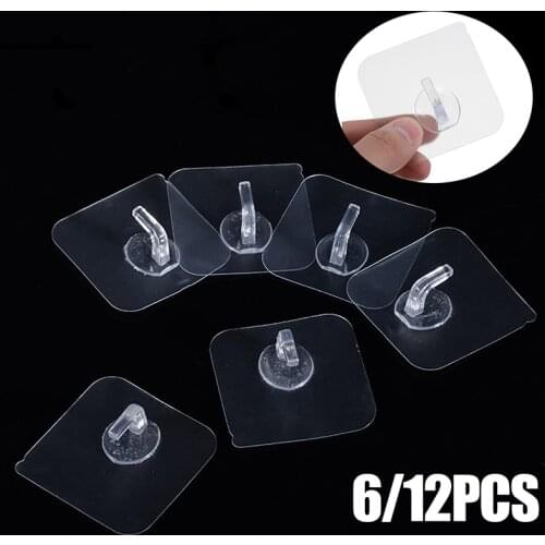 6/12Pcs Anti Skid Hooks Wall Housekeeper Reusable Anti-skid Traceless Hooks Waterproof Hanging Hooks Adhesive Hook 6*6 cm