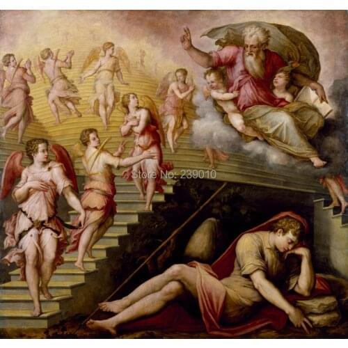 Free shipping Ladder angles canvas prints oil painting classical religious God oil painting on canvas art decoration picture