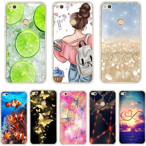 Cover phone case for huawei honor 8 lite soft tpu silicon back cover 360 full for honor 8 liteprotective printing clear coque