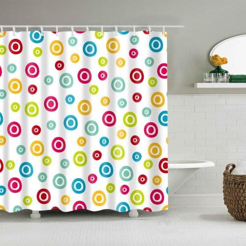 Color Circle Fashion Shower Curtain Set with 12 Hooks Unique Bath Accessories Waterproof Polyester Fabric Bathroom Decoration