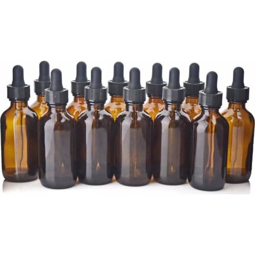 12pcs 60ml Amber Glass Eye Dropper Bottles Empty Brown Glass Pipette Bottle for Essential Oils Lab Chemicals Cosmetic Containers