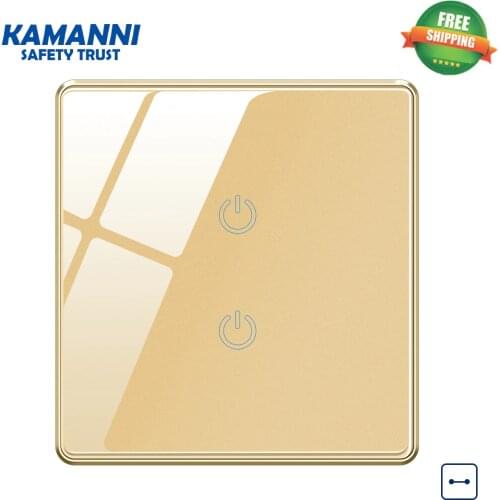 Kamanni Touch On Off Switch 2 Gang Black/Gold/Grey/Green 4 Colors Switch US Standard 1/2/3/4 Gang 1/2 Way Wall Power Switches
