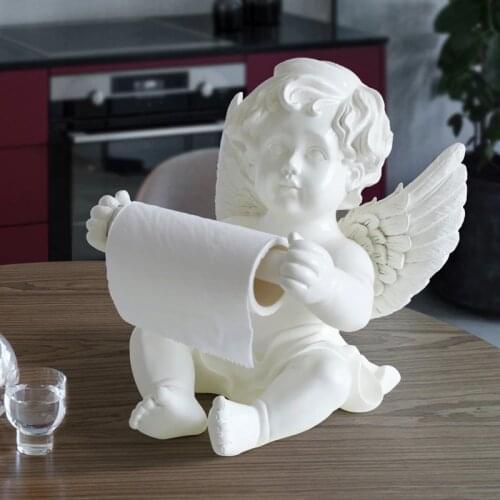 Resin Angel Tissue box holder for dinning table kitchen office desk Roll Paper Cute Tissue box Sculpture modern art home decor