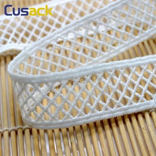 Cusack 14 yards 2.5 cm Off White Black GRID Lace Trims Applique Milk Silk Costume Trimmings Ribbon Home Textiles Sew on