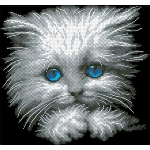 Little white cat patterns Counted Cross Stitch 11CT 14CT DIY Chinese Cross Stitch Kits Embroidery Needlework Sets