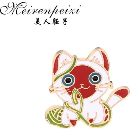 Meirenpeizi New Pins and brooches Cute Cat Lapel Pins Animal Brooch couple enamel pin Badges Hat Backpack Accessories Lover