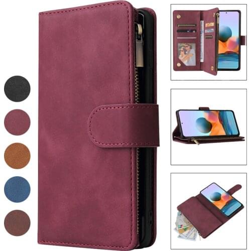 Multi-Function Zipper Wallet Case For Xiaomi Redmi Note 9 Pro 8 8T 7 9A 9S 9 8 8A 7A K30Pro 10X Flip Leather Case Protect Cover