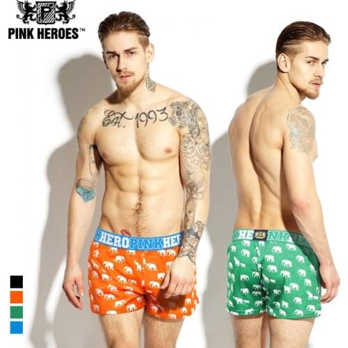 Pink Hero Brand Fashion Printing Shorts Men Cotton Cueca Boxers Men Boxer Short long boxers bermudas masculina de marca