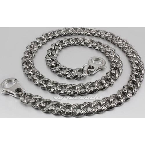 16" ~ 36" 316L Stainless Steel Rose Flower Mens Biker Wallet Chain 4R013WC_#24"
