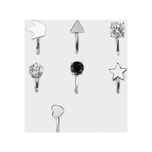 New fashion Silver-plated triangle love crown star rhinestone ear clip For Women girl Accessories jewelry wholesale