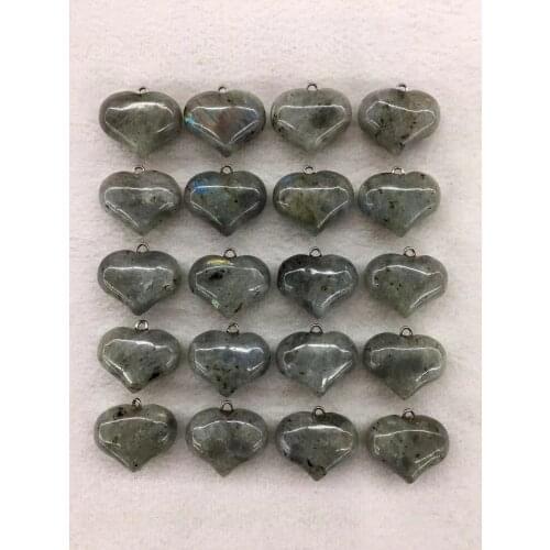 Wholesale 10pcs/pack Natural Labradorite Stone Bead Pendant,20x25mm Hearts Gem Stone Jewelry Necklace DIY