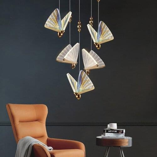 Nordic Design Butterfly Pendant Lights for Bedroom Dining Living Room Chandelier Home Decoration Accessories Indoor Lighting Led