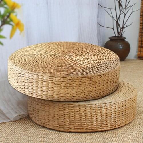 Hot 40cm*40cm Floor Pillow Eco-Friendly Round Straw Cushion Hand Woven Tatami Floor Mat Yoga Tea Ceremony Meditation Pad
