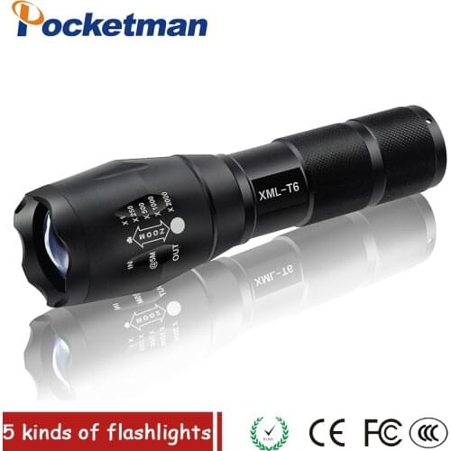 Portable Handy Powerful LED Flashlight XM-L Torch Zoomable linternas Flash Light Pocket LED Lamp For Hunting Black
