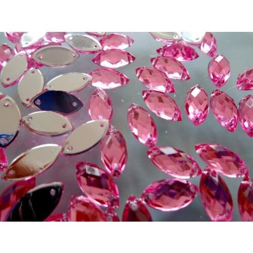 Sew on Rhinestone pink Acryl crystal Navette shape 6*12mm flatback strass Diamond Gemstone 400pcs/lot