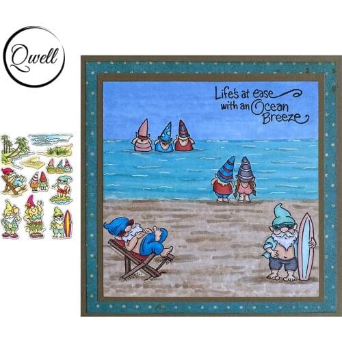 QWELL 4*6 inch Clear Transparent Stamps Gnome Summer Beach Entertainment Element DIY Scrapbooking Craft 2020 New