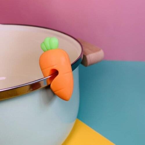 Silicone Pot Clips Cute Carrot Pan Cover Anti-overflow Rack Kitchen Prevent Overflow Lid Holder Durable Kitchen Accessories