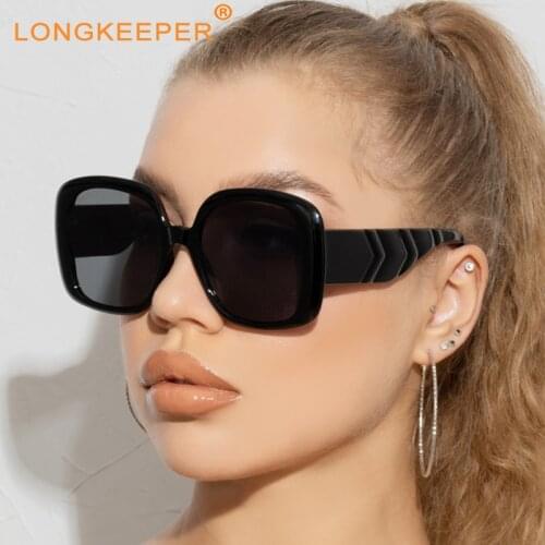 Oversized Sunglasses For Women 2021 Black Luxury Big Frame Glasses Men Vintage Oversized Eyewear Famale UV gafas de sol mujer