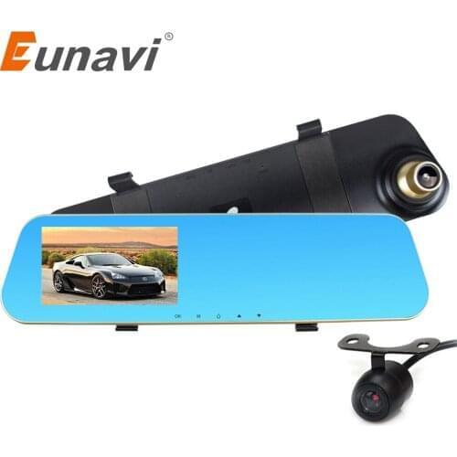 2018 Dashcam Dash Cam Eunavi 4.3 Inch Full Hd 1080p Car Rearview Mirror Dvr Camera Parking Night For Vision Dual Video Recorder