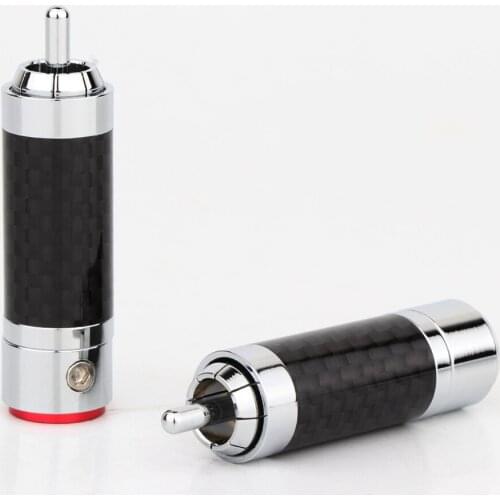 R1725 High Quality Rhodium Plated Hi-End RCA Plug Connector NON Solder Carbon Fiber RCA