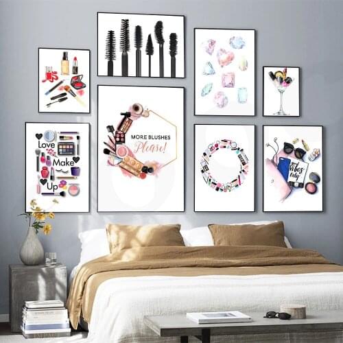 WTQ Fashion Colorful Make Up Posters Nordic Print Abstract Minimalist Diamond Wall Art Canvas Painting Picture For Home Decor