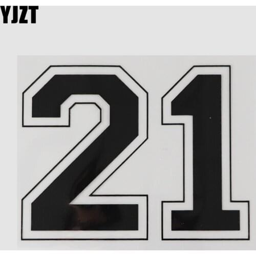 YJZT 13.7CM*10.5CM Black/Silver Amusing Personalized 21 Number Decal Car Sticker Vinyl 13D-0377