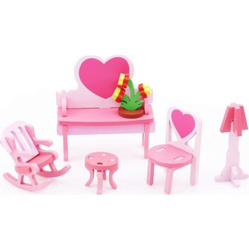 1Set Wooden 3D Assembly Puzzle Home Table Chair Dresser Toys High Quality New Kids Children DIY Educational Toy Model 6 Choices