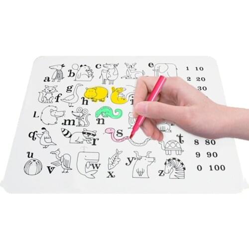1pc Kids Waterproof Silicone Dinnerware Reusable Cartoon Graffiti Mat Coloring Placemat BPA Free Baby Feeding Dishes TY0569