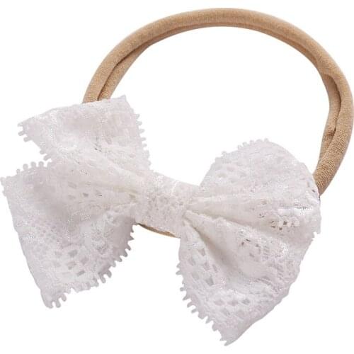 1pcs Newborn Baby Girls Lace Nylon Headbands Soft Knotbows Nylon Head Bands Toddler Infant Head Wear Girls Hair Wraps