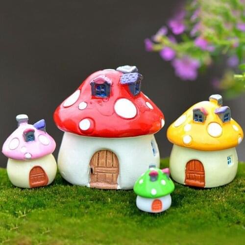 1Pc S/M/L Mini Garden Mushroom Figurine Ornaments DIY Fairy Doll Houses Terrarium Miniature Figurines Craft Home Decoration