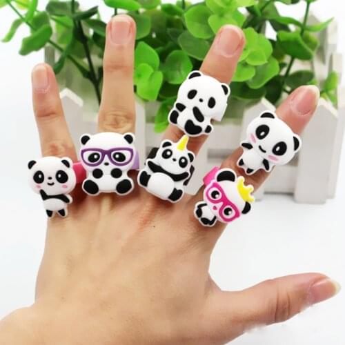 12pc/lot Cute Cartoon panda Kids Gifts Finger Rings Party Costume Birthday Party Favors Gifts Party Supplies