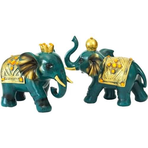2 pcs European resin couple Elephant figurines Modern art sculpture Creative animal ornaments Home Decorations Wedding gifts