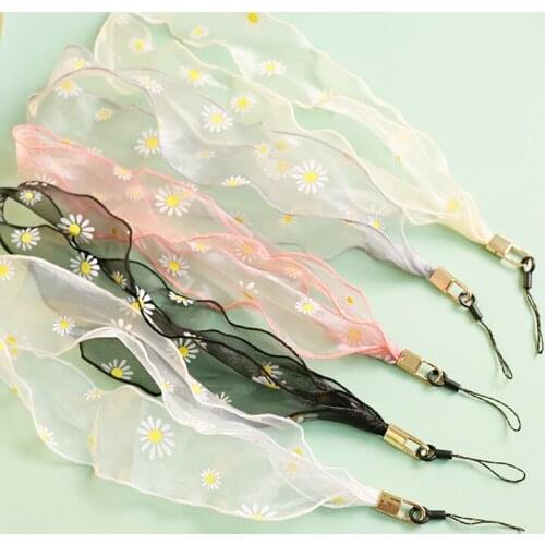 30pcs Daisy Lanyard for Mobile Phone Accessories Wristband Silk Phone Straps Neck Lanyard for Iphone ID Card Keys Phone Chain