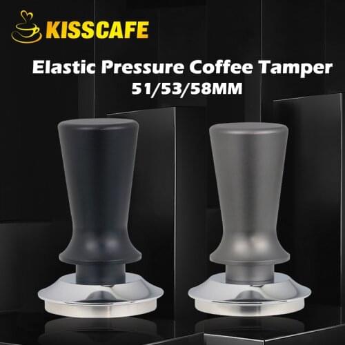 51/53/58mm Constant Calibrated Pressure Coffee Tamper Elastic Powder Hammer Stainless Steel Base Horizontal Tool For Barista