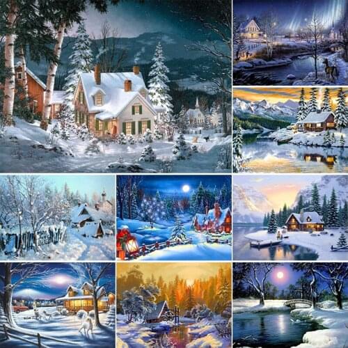 DIY Scenery 5D Diamond Painting Full Round Drill Embroidery Cross Stitch Kits Bedroom Self-Sticker Home Wall Art Decoration