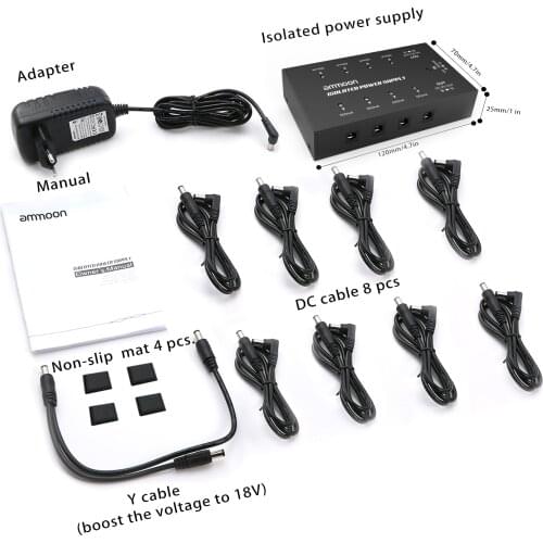 Ammoon Guitar Effect Power Supply 8 Isolated DC Outputs Guitar Effect Pedal for 9V/18V Guitar Pedal Guitar Accessories