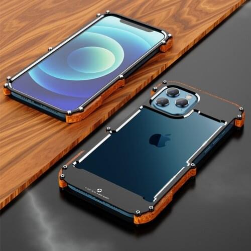 Luxury Aluminum Bumper Metal & Wood Case For iphone 12 Mini 11 Pro MAX X XS Max XR 8 7 6 6S Plus Shockproof Back Phone Cover