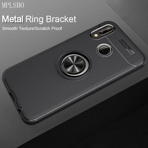 MPLSBO Magnetic Ring Stand Holder Case For Huawei Honor Play Case Cover Soft TPU Silicone Bumper on Honor Play Cases Back Cover