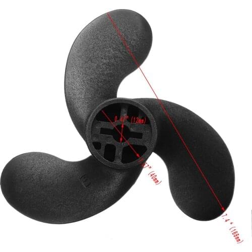 Black For Nissan Tohatsu Evinrude Johnson 2.5-3.5HP 3 Blades Composite Plastic Material 309-64107-0 Marine Propeller 7.4 x 5.7