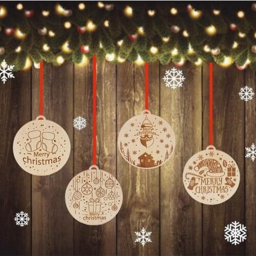 Laser Engraved Wooden Tag Diy Rattan Accessories Christmas Tree Ornaments Christmas Decorations